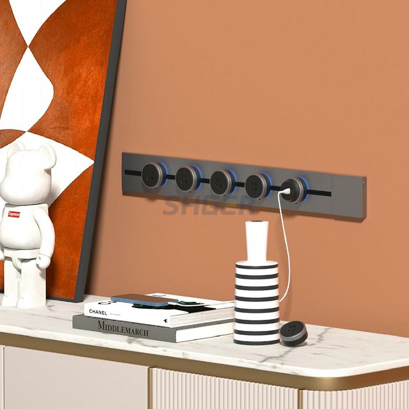 Multi- functional wall surface mounted electrical rail power socket