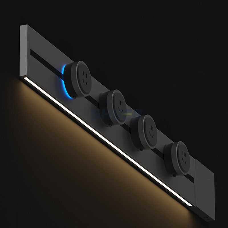 Popular Surface Wall Power Track Socket, UK EU USA with LED Light